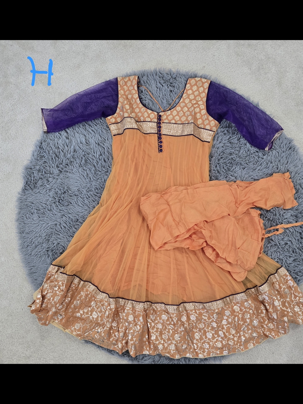 Peach & Purple Anarkali Suit